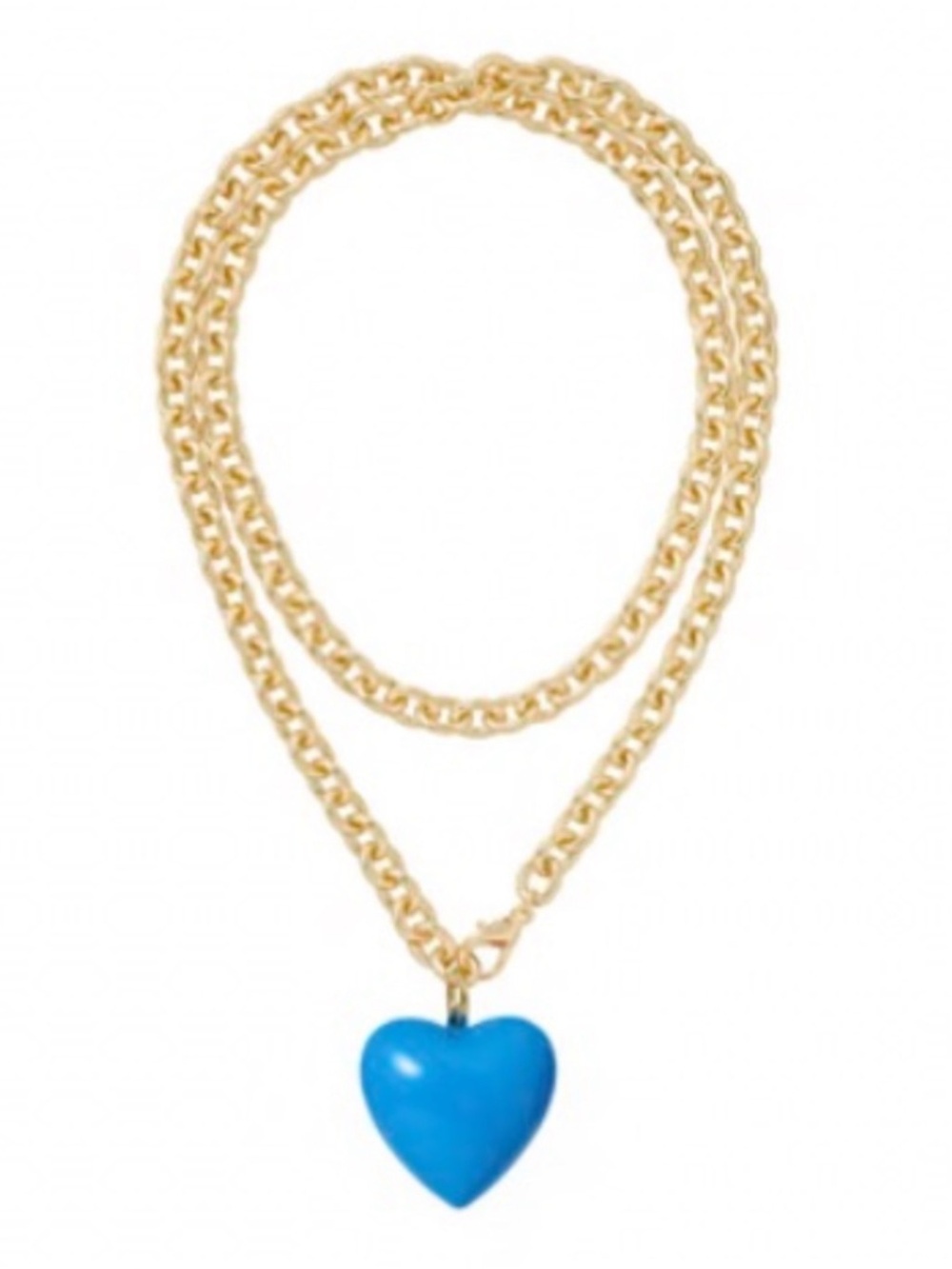 NWOT Roxanne Assoulin puffy heart Necklace with Bright Blue Heart Charm